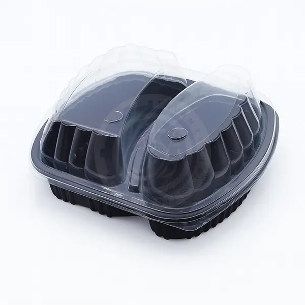 ظرف دو خانه PP ماکروویوی با درب PP (رستورانی)